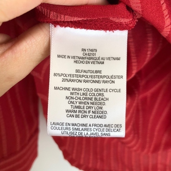 New BCBGMaxAzria Striped High-Low Faux Wrap Top - Picture 7 of 13